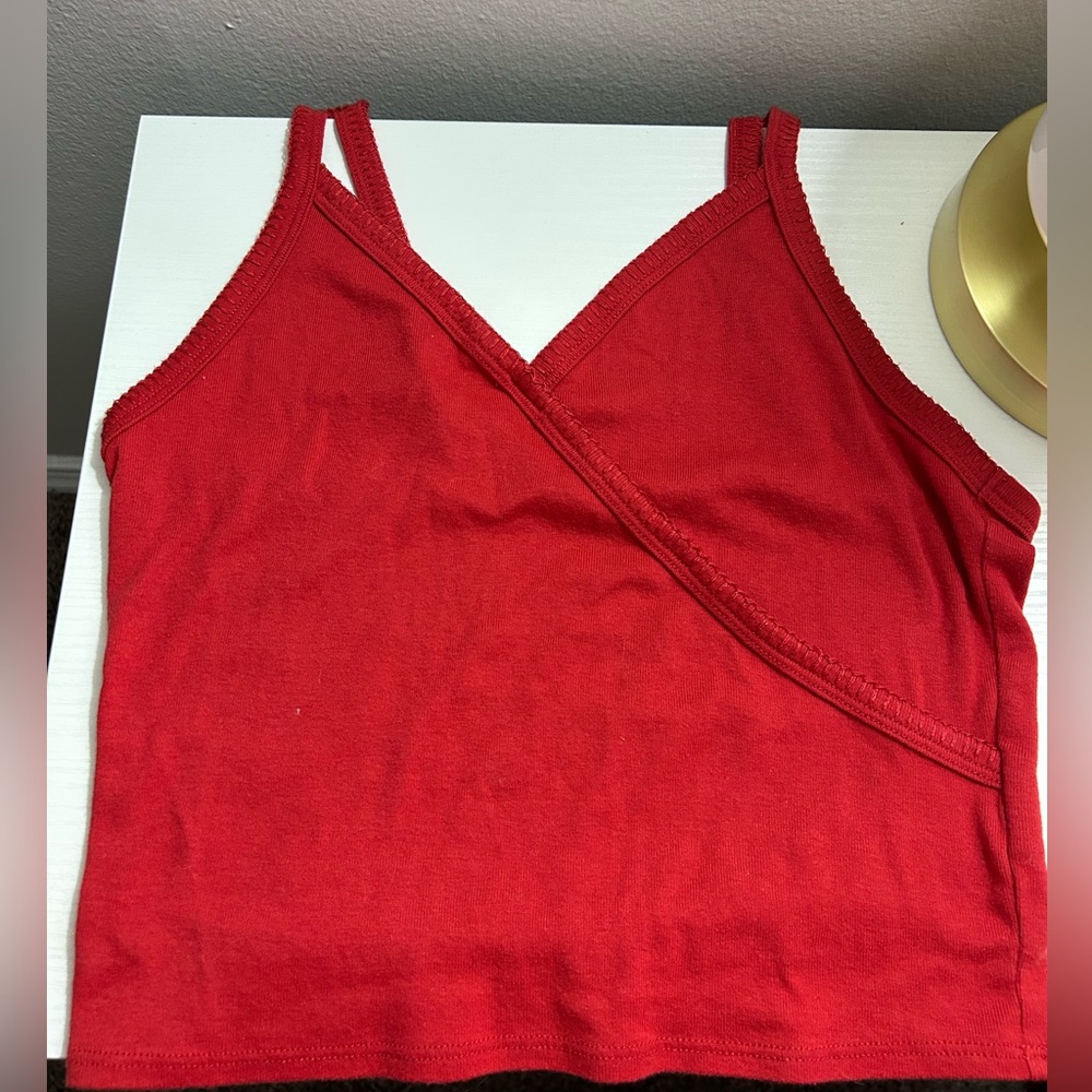 American Eagle Cropped Red Tank Top